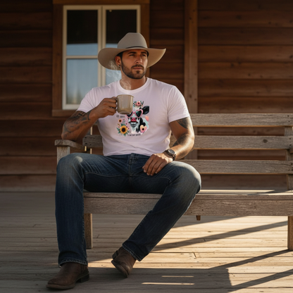 Adult Sassy Cow Heart Sunglasses Floral Graphic Tee