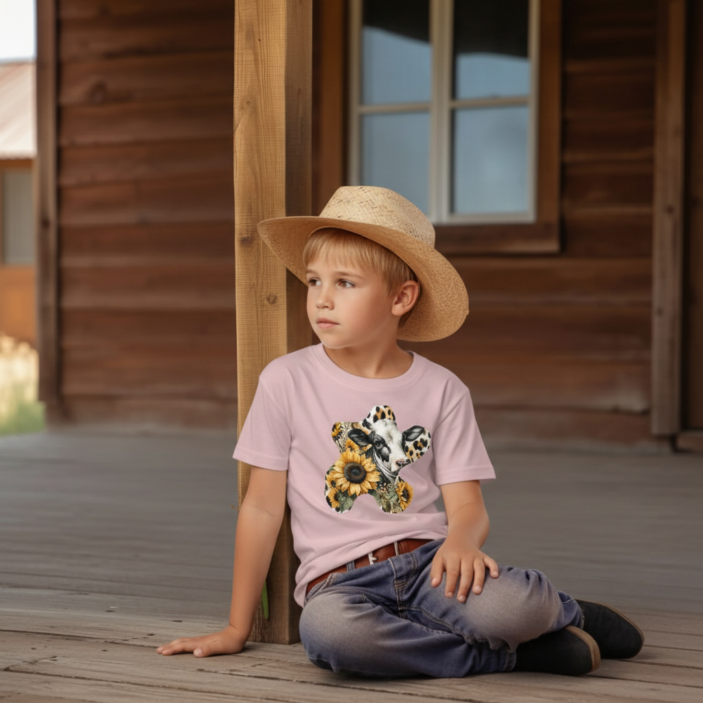 Sunflower Cow Patch Youth Graphic Tee