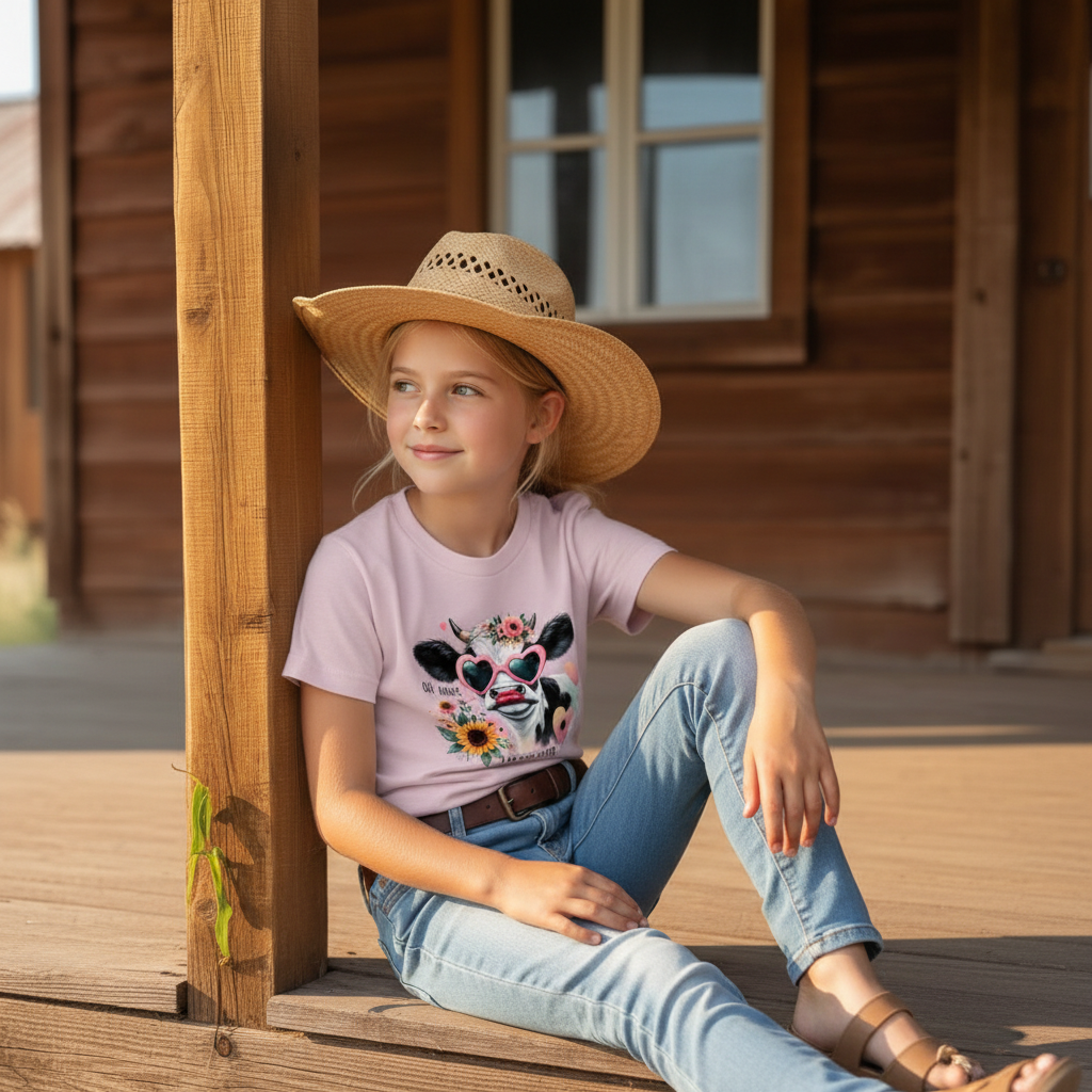 Oh Honey I Am That Heifer Youth Cow Graphic Tee