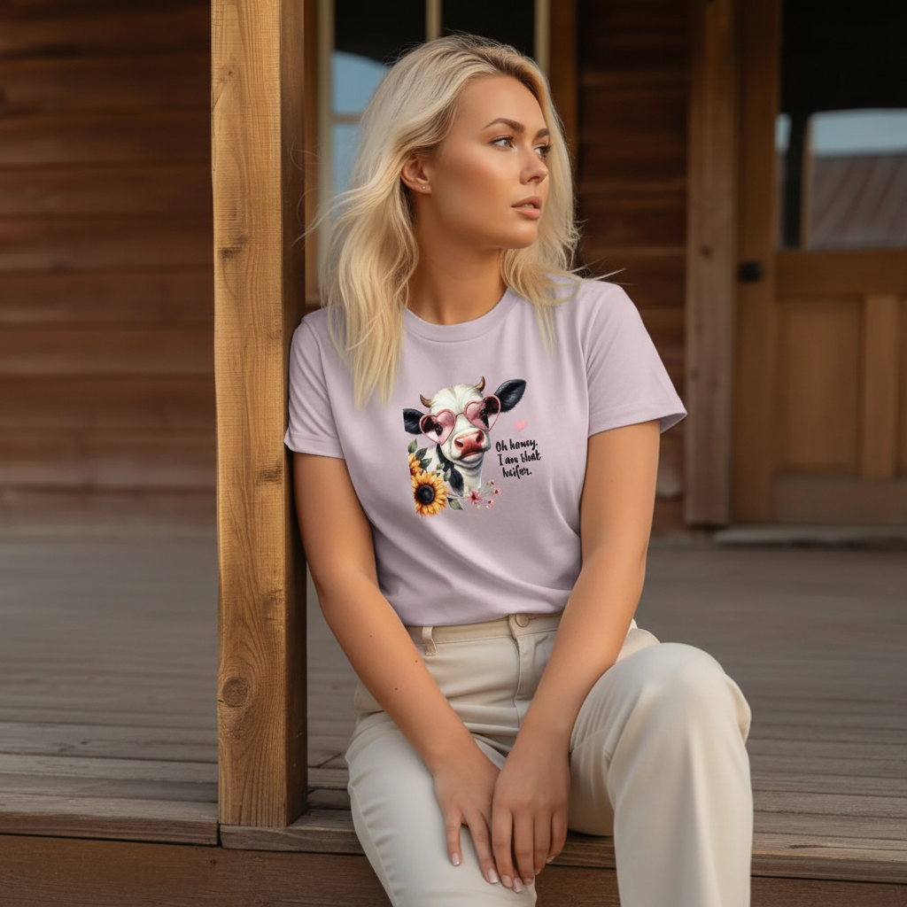 Adult Sassy Heifer Cow Floral Graphic Tee