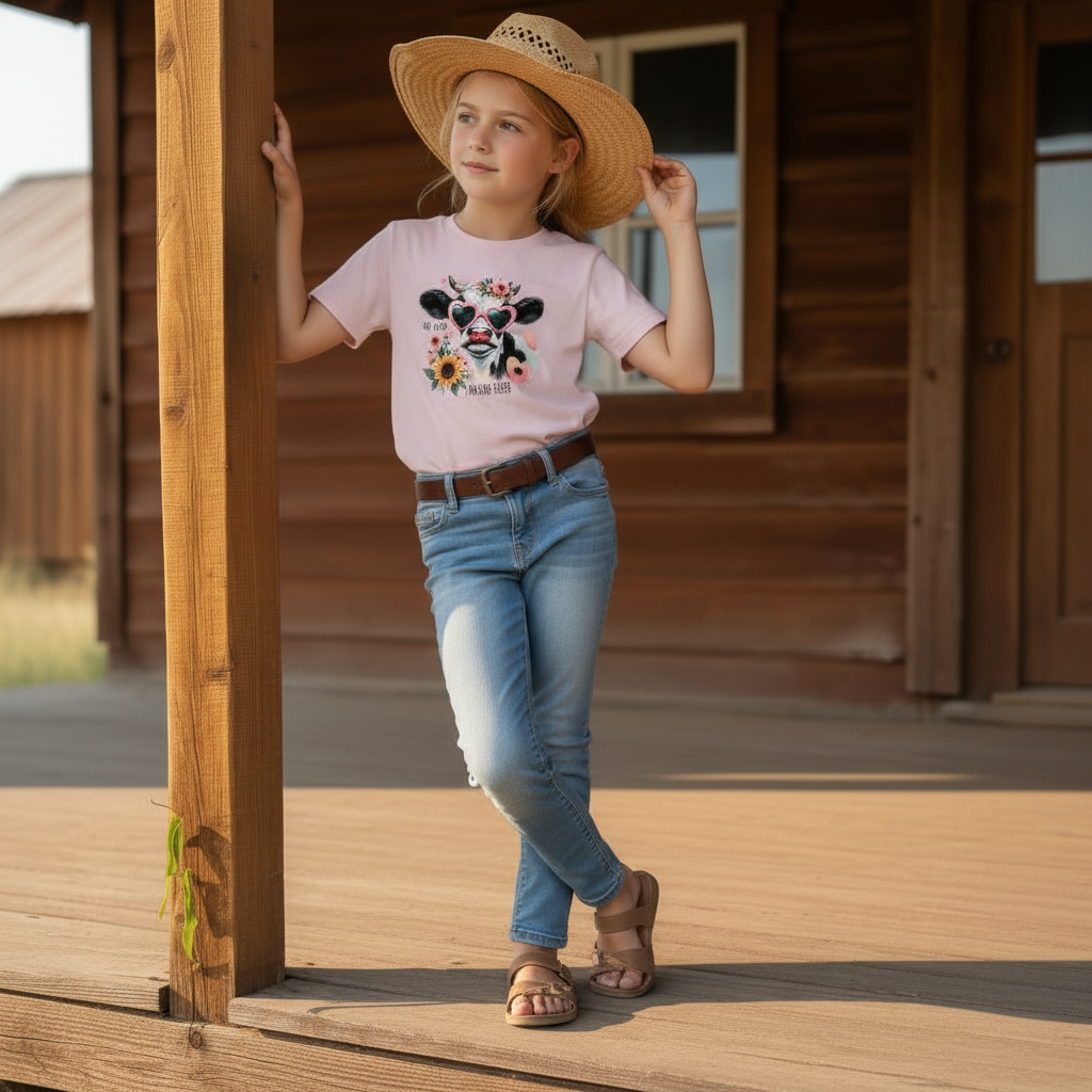 Oh Honey I Am That Heifer Youth Cow Graphic Tee