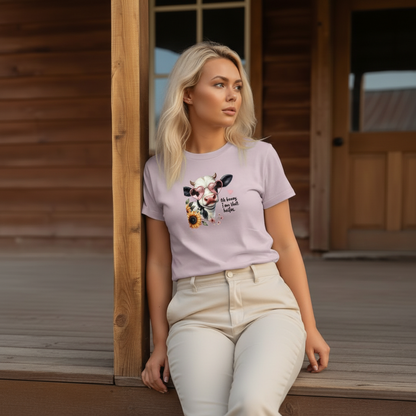 Adult Sassy Heifer Cow Floral Graphic Tee