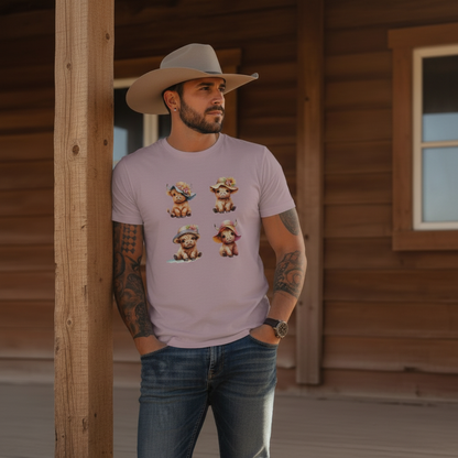 Adult Highland Cow Floral Hat Graphic Tee