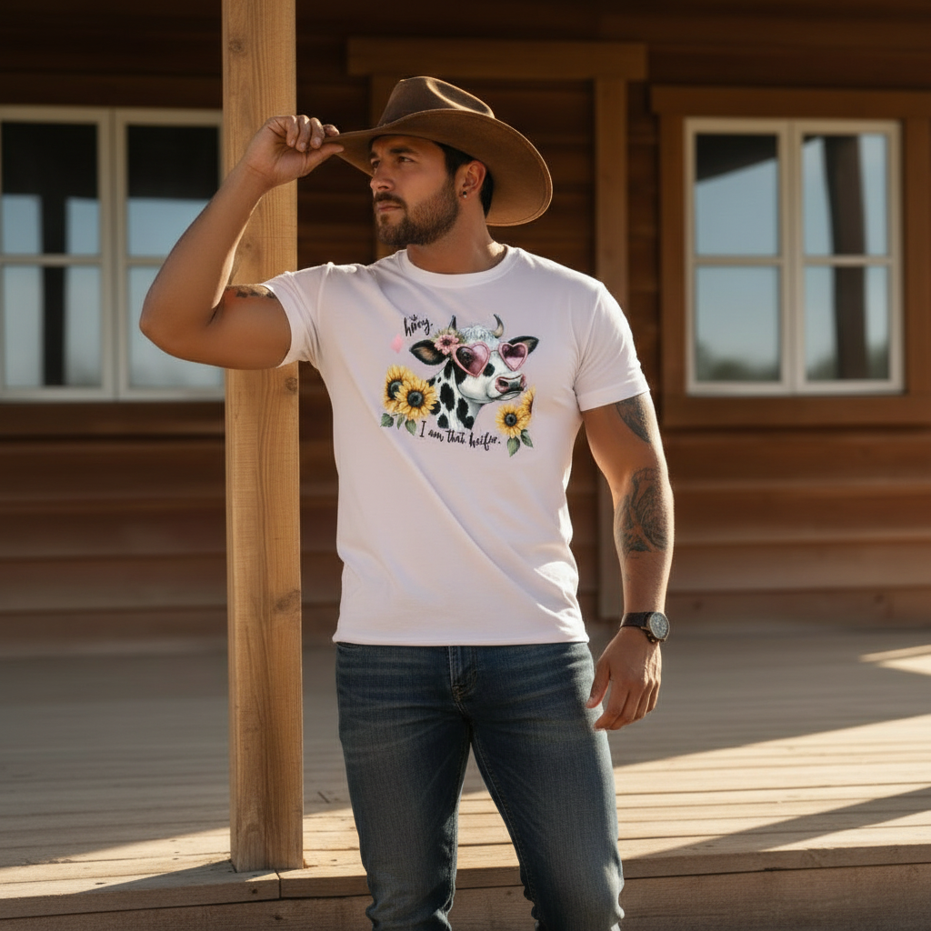 Adult Sassy Dairy Cow Floral Sunglasses Graphic Tee