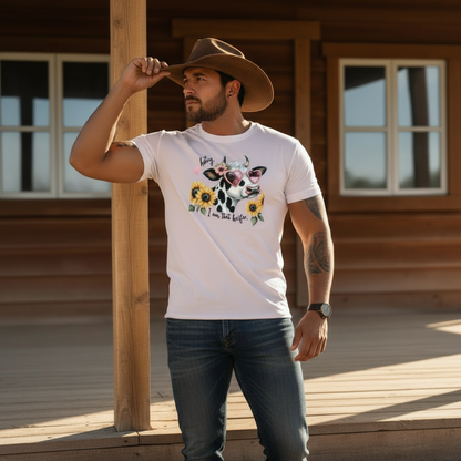 Adult Sassy Dairy Cow Floral Sunglasses Graphic Tee