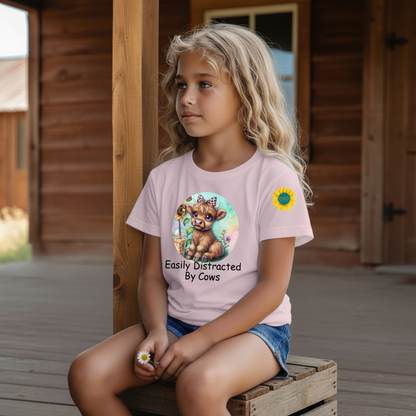 Easily Distracted By Cows Youth Graphic Tee