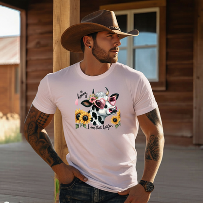 Adult Sassy Dairy Cow Floral Sunglasses Graphic Tee