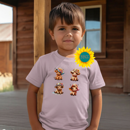 Highland Cow Summer Hats Youth Graphic Tee