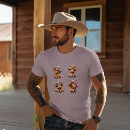 Adult Highland Cow Floral Hat Graphic Tee
