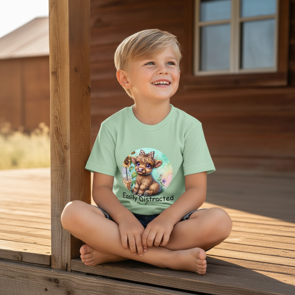 Easily Distracted By Cows Youth Graphic Tee