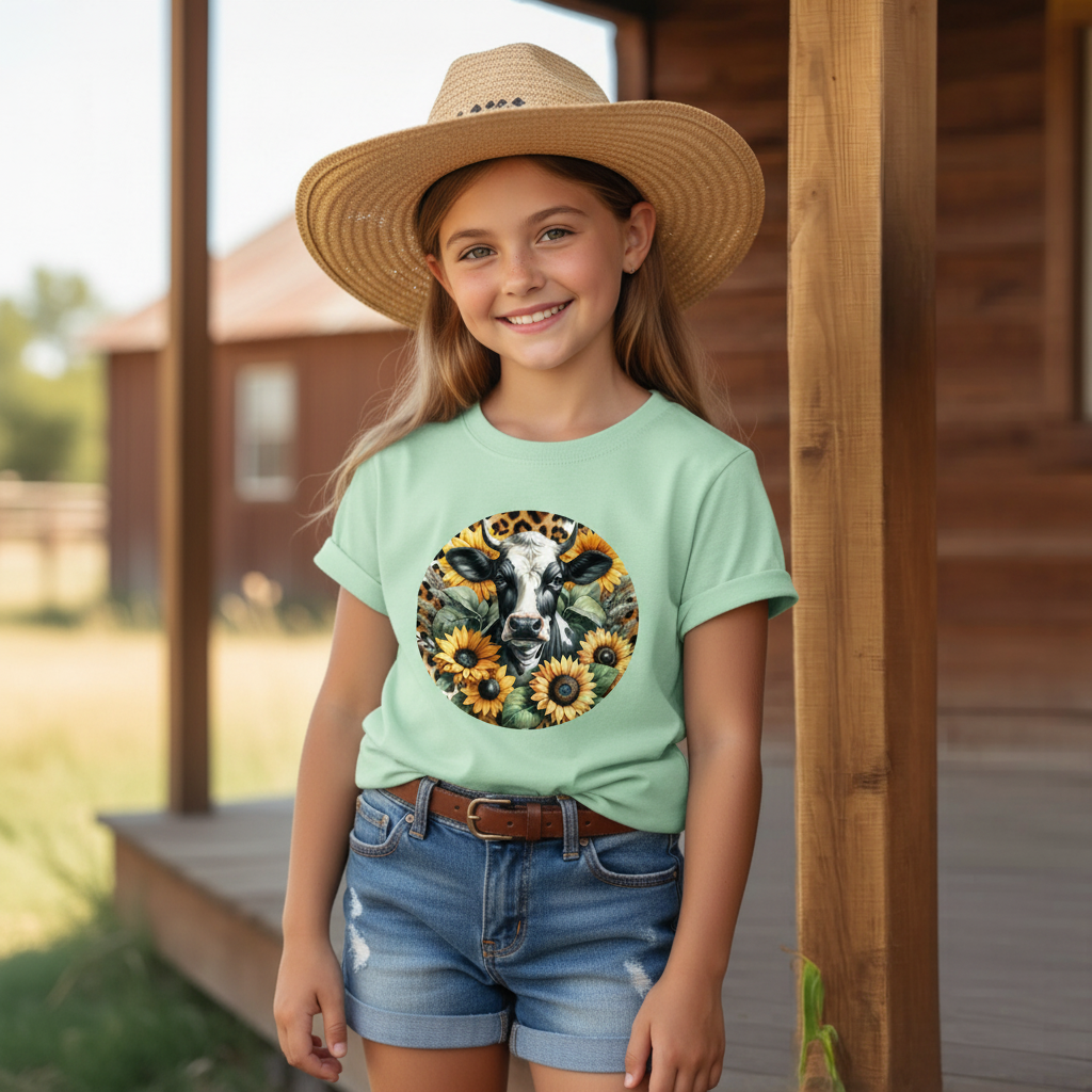 Sunflower Cow Youth Graphic Tee
