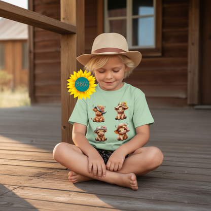 Highland Cow Summer Hats Youth Graphic Tee