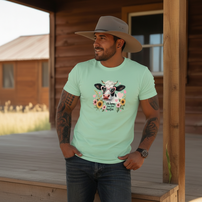 Adult Sassy Cow Floral Heart Sunglasses Graphic Tee