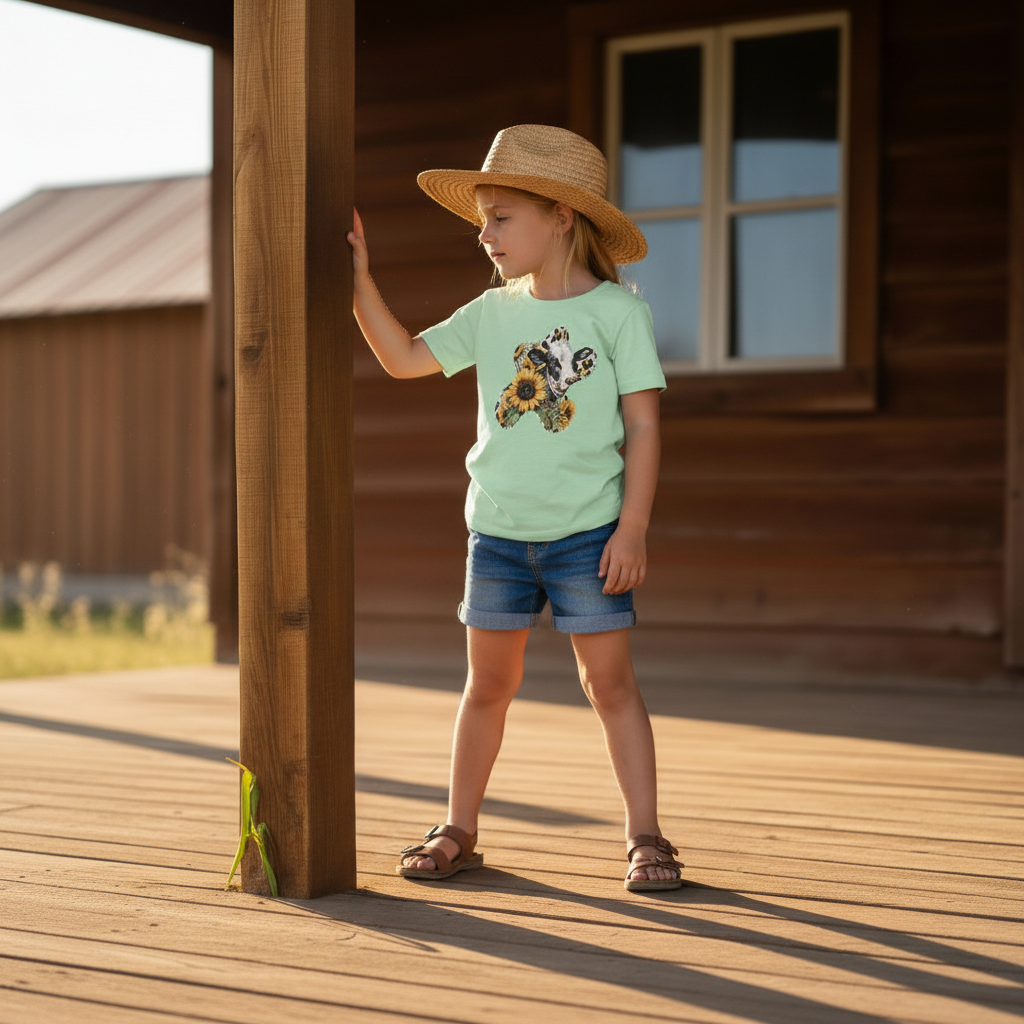 Sunflower Cow Patch Youth Graphic Tee