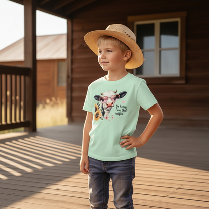 Oh Honey I Am That Heifer Youth Graphic Tee – Cute Cow Sunglasses Shirt