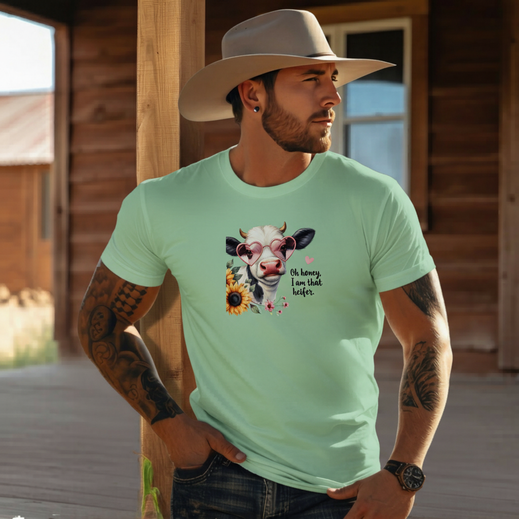 Adult Sassy Heifer Cow Floral Graphic Tee