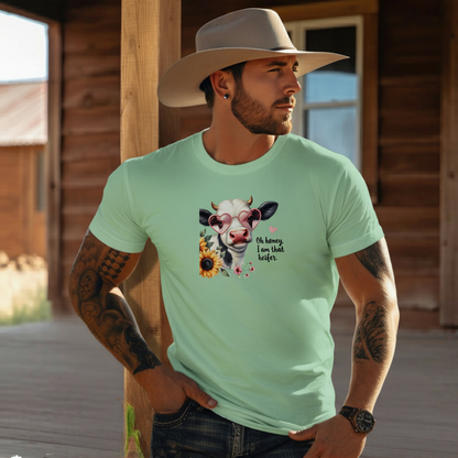 Adult Sassy Heifer Cow Floral Graphic Tee