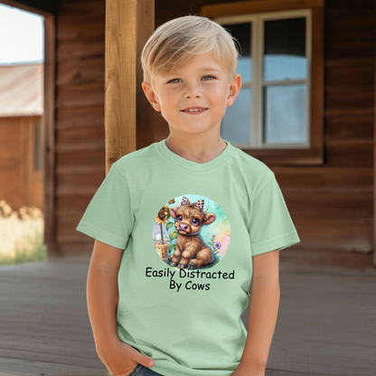 Easily Distracted By Cows Youth Graphic Tee