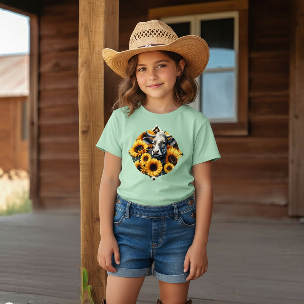Sunflower Cow Youth Graphic Tee