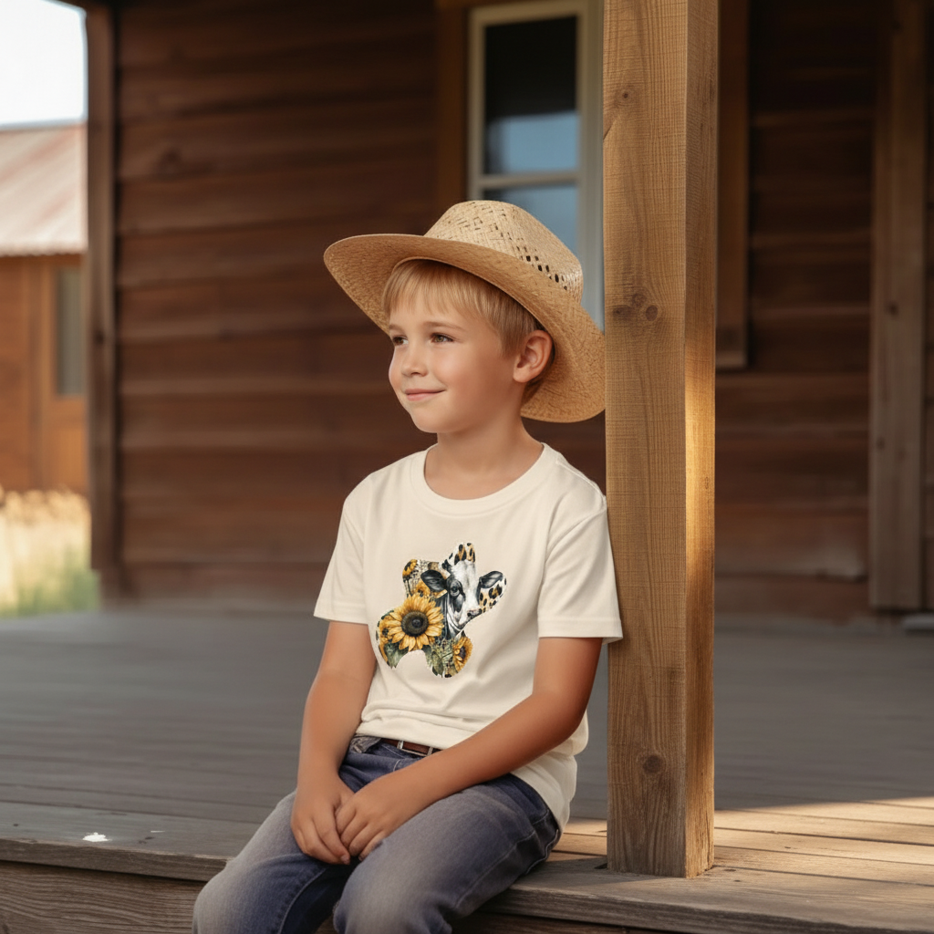 Sunflower Cow Patch Youth Graphic Tee