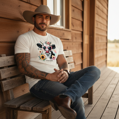 Adult Sassy Cow Heart Sunglasses Floral Graphic Tee