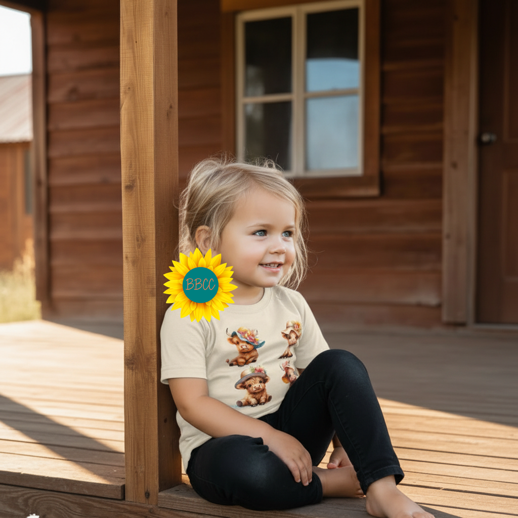 Highland Cow Summer Hats Youth Graphic Tee