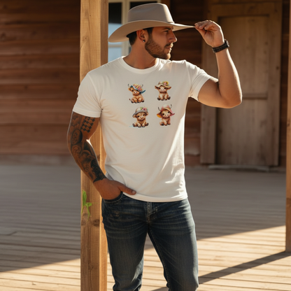 Adult Highland Cow Floral Hat Graphic Tee