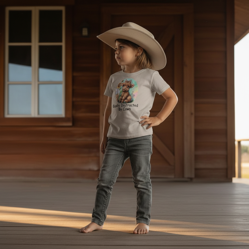Easily Distracted By Cows Youth Graphic Tee