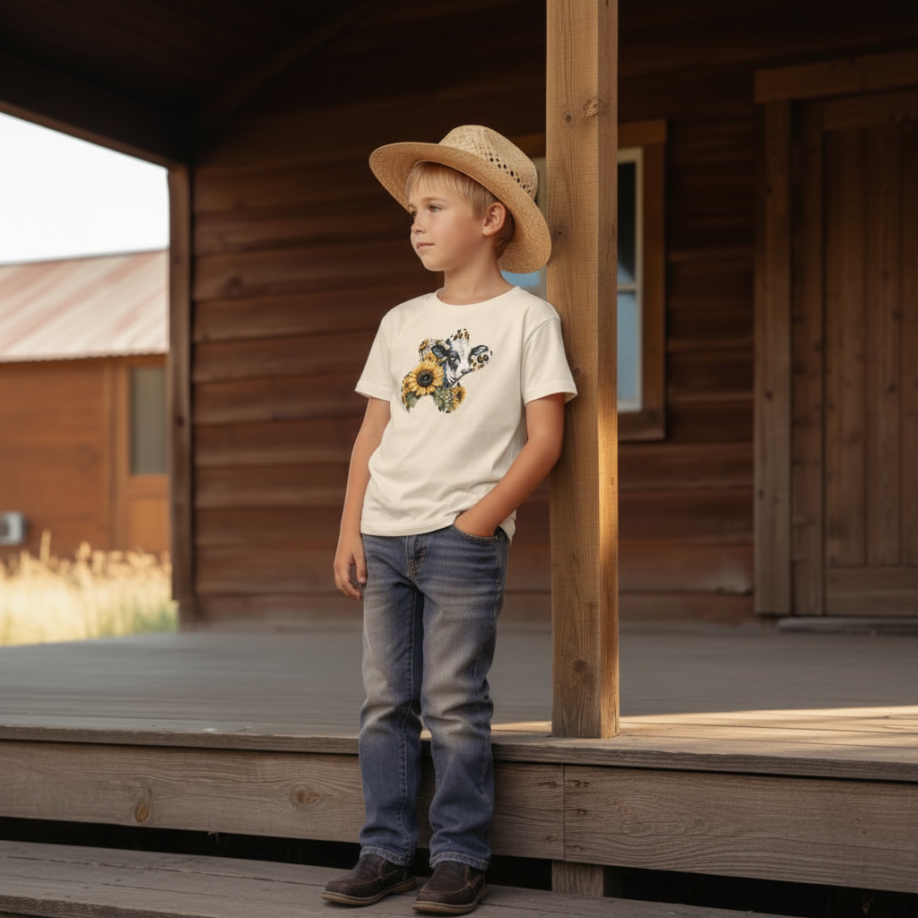 Sunflower Cow Patch Youth Graphic Tee