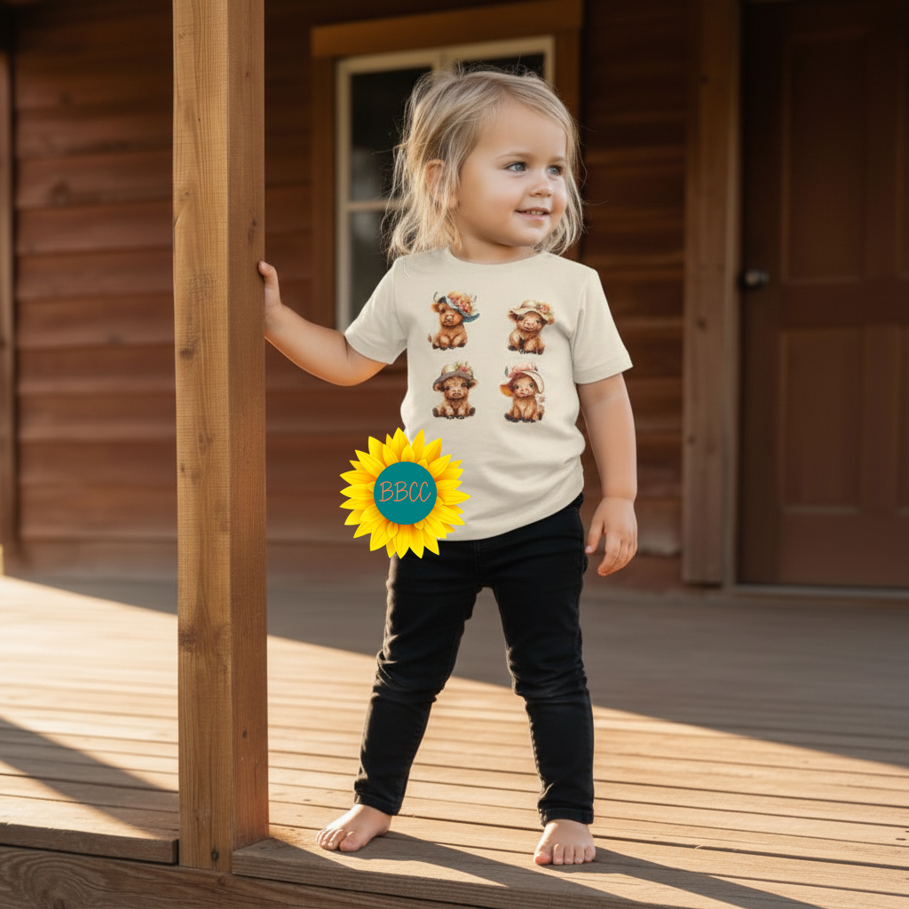 Highland Cow Summer Hats Youth Graphic Tee