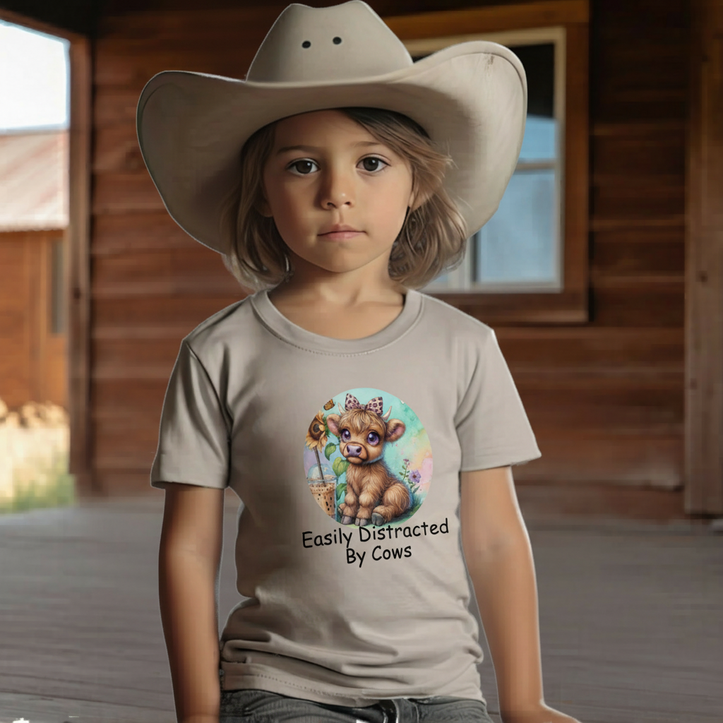 Easily Distracted By Cows Youth Graphic Tee