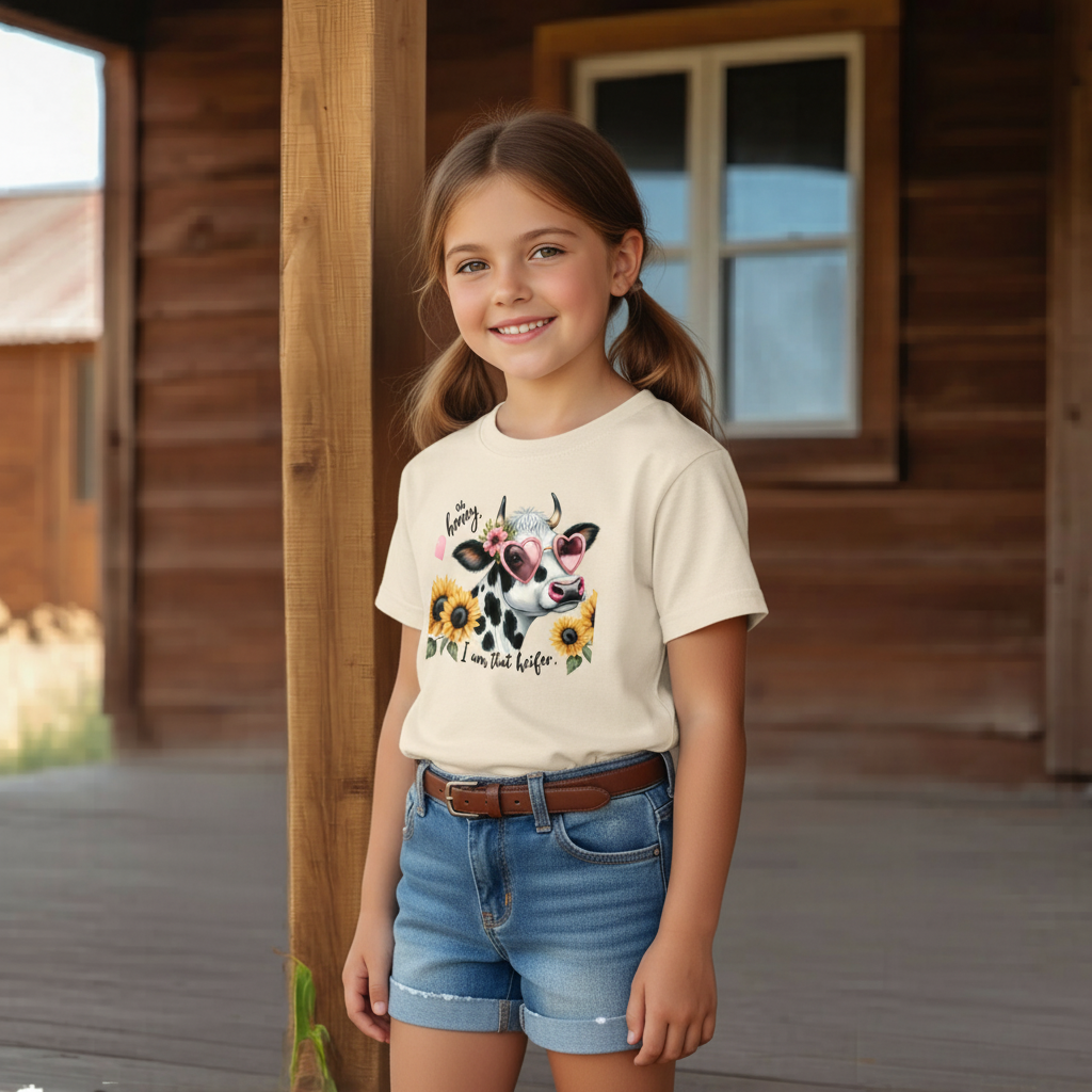 Oh Honey I Am That Heifer Youth Cowgirl Graphic Tee
