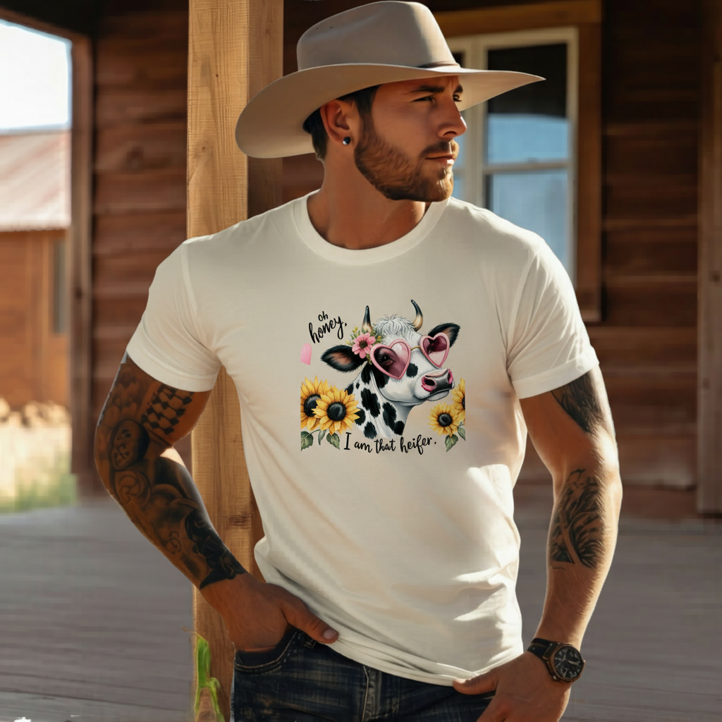 Adult Sassy Dairy Cow Floral Sunglasses Graphic Tee