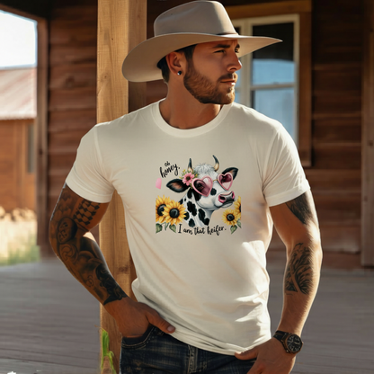 Adult Sassy Dairy Cow Floral Sunglasses Graphic Tee