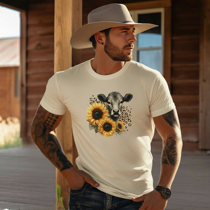 Adult Dairy Cow Sunflower Graphic Tee