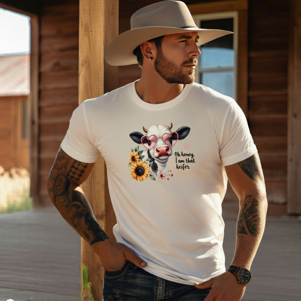 Adult Sassy Heifer Cow Floral Graphic Tee