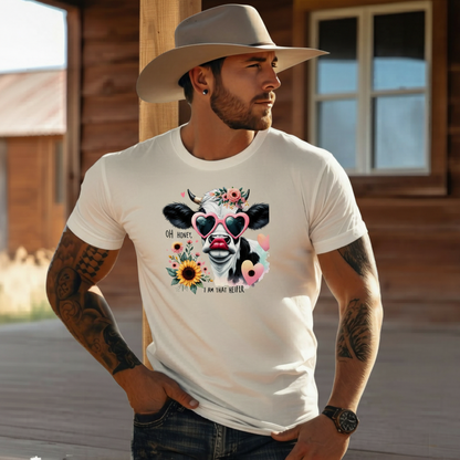 Adult Sassy Cow Heart Sunglasses Floral Graphic Tee