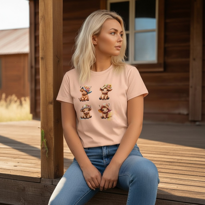 Adult Highland Cow Floral Hat Graphic Tee