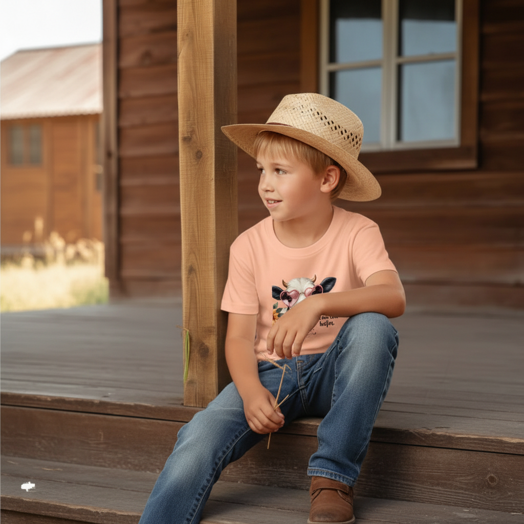 Oh Honey I Am That Heifer Youth Graphic Tee – Cute Cow Sunglasses Shirt