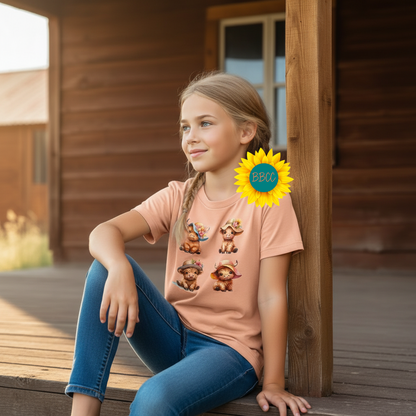 Highland Cow Summer Hats Youth Graphic Tee
