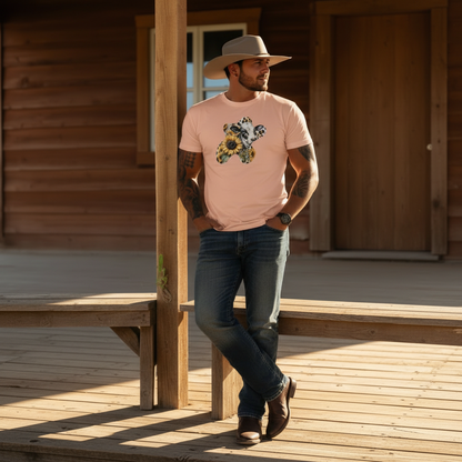 Adult Dairy Cow Sunflower Western Graphic Tee
