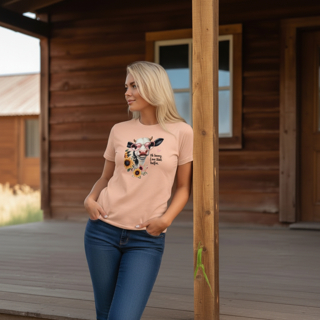 Adult Sassy Heifer Cow Floral Graphic Tee