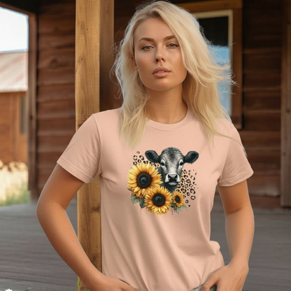 Adult Dairy Cow Sunflower Graphic Tee