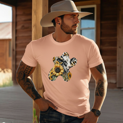 Adult Dairy Cow Sunflower Western Graphic Tee