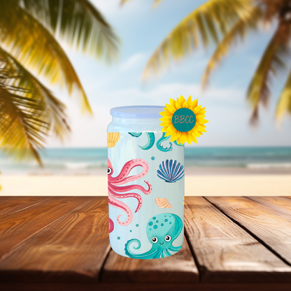 16oz Coastal Octopus & Seashell Tumbler