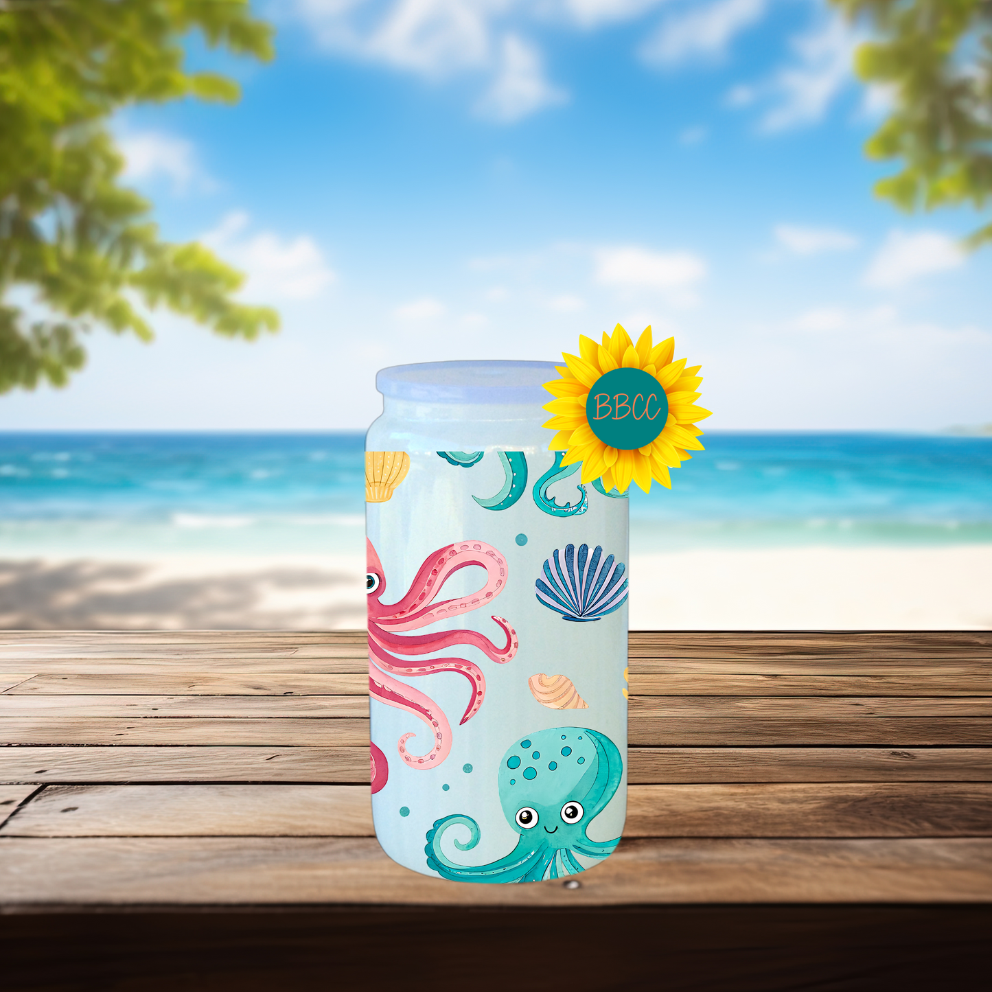 16oz Coastal Octopus & Seashell Tumbler