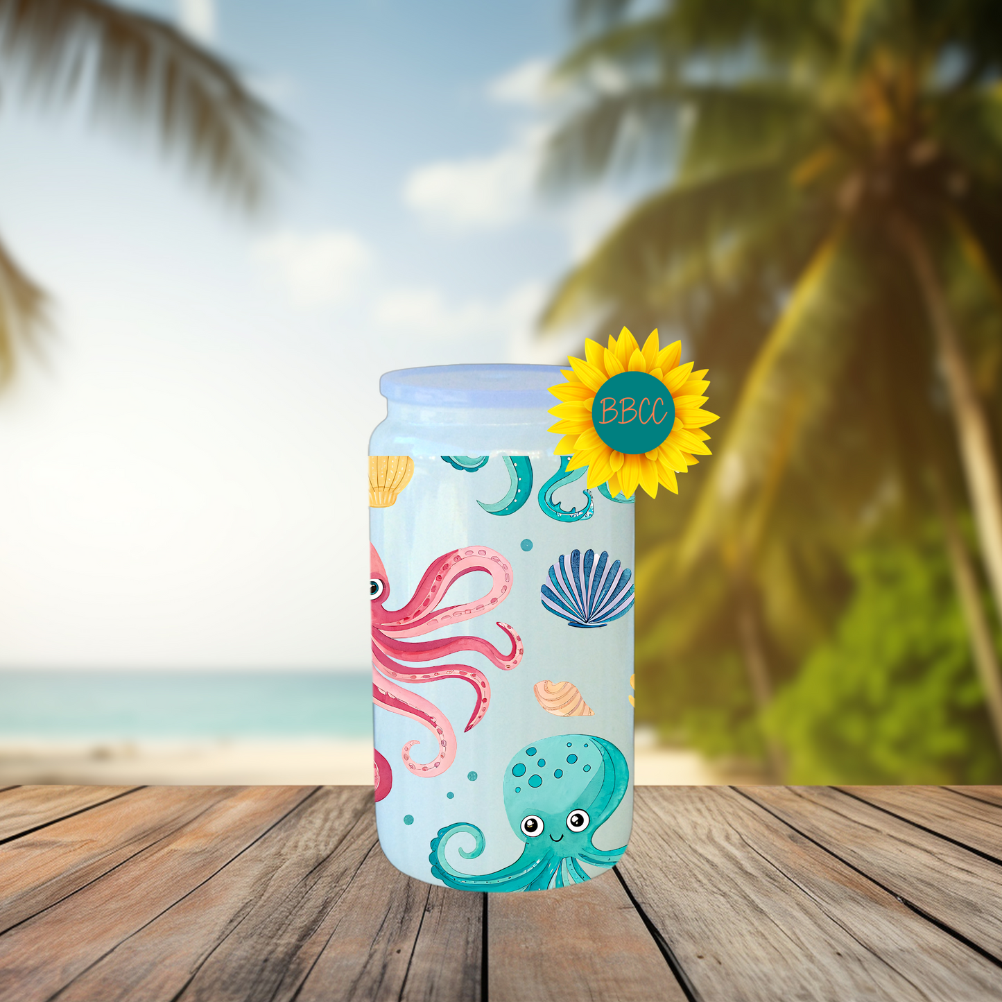 16oz Coastal Octopus & Seashell Tumbler