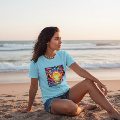 Adult Tropical Sunset Ocean Graphic Tee