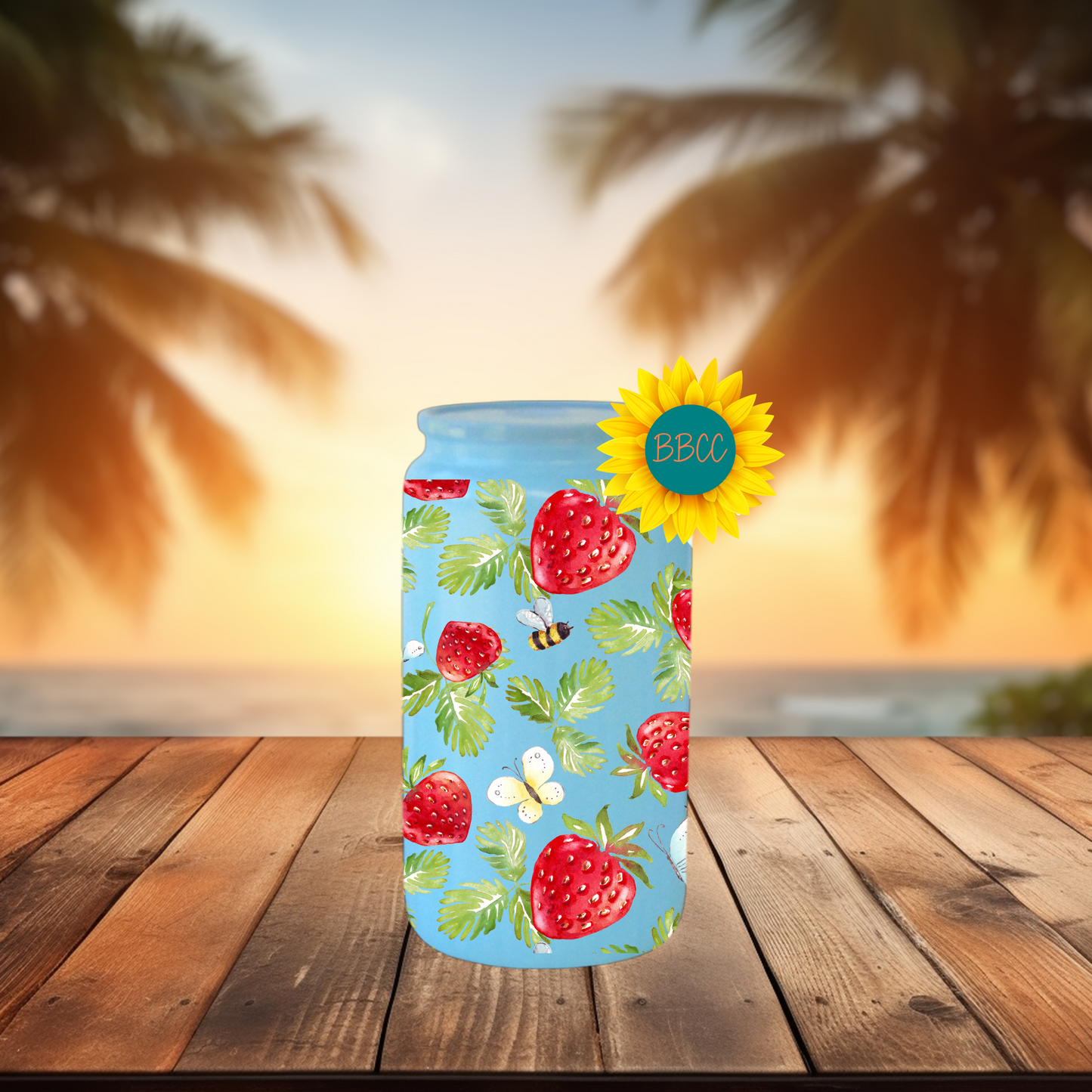 16oz Strawberry & Bee Summer Tumbler