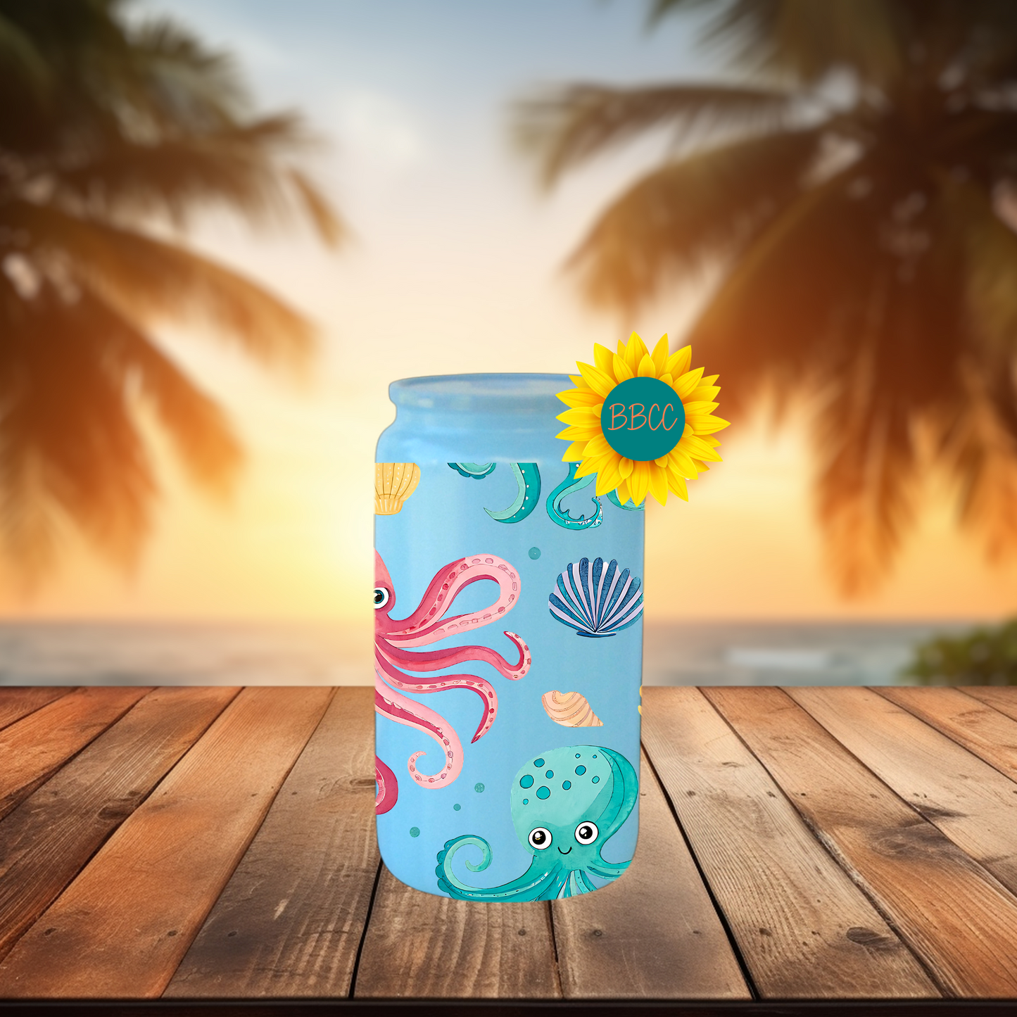 16oz Coastal Octopus & Seashell Tumbler